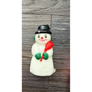 Vintage Christmas Novelty Snowman Candle with Hat and Broom Decoration Mini